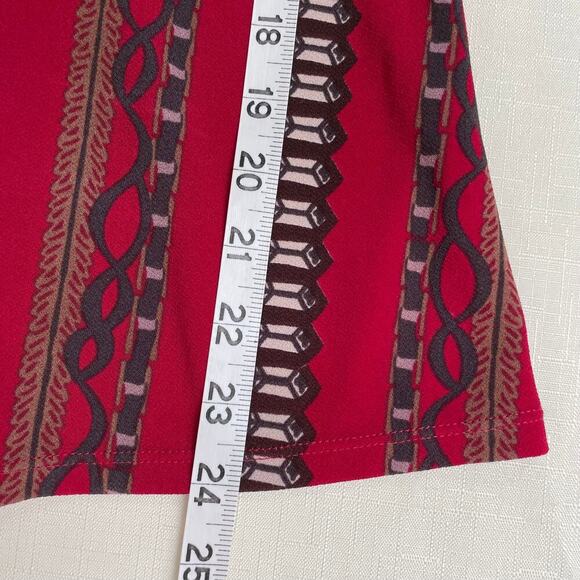 FREE PEOPLE Stella Dress Womens XS Red Bold Print Knit Mini Long Sleeve Boho - Picture 11 of 12